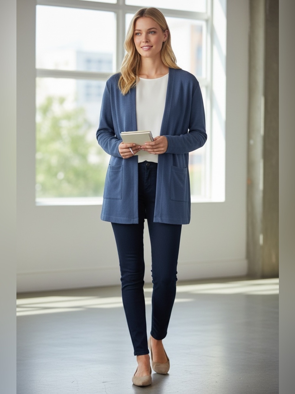 Philosophy Republic Clothing Womens XS Navy Open Front Cardigan NWT Pockets